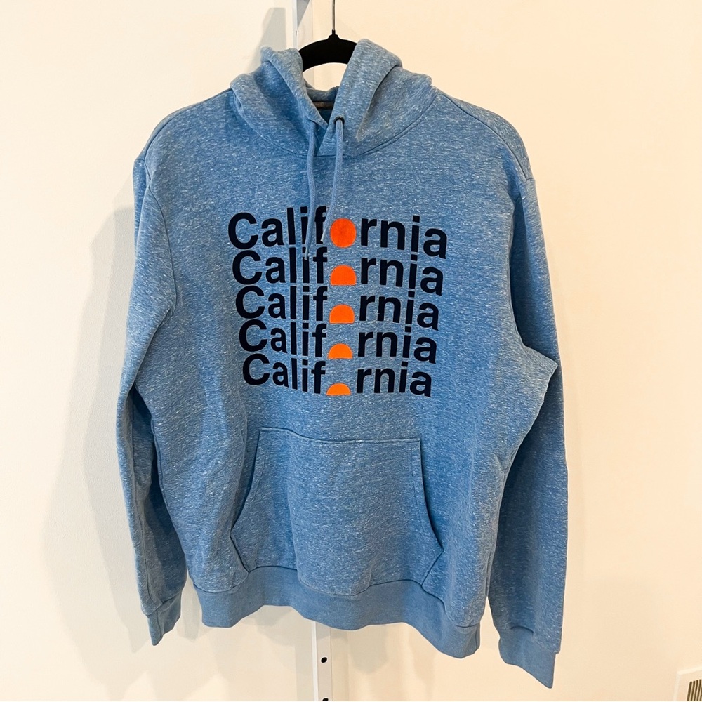 Old Navy Blue Orange California Sun Graphic Hoodie Sweatshirt Mens Sz Large